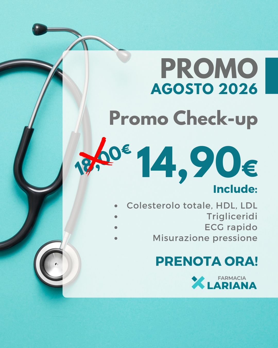 AGOSTO 2026 promo CheckUp farmacia LARIANA